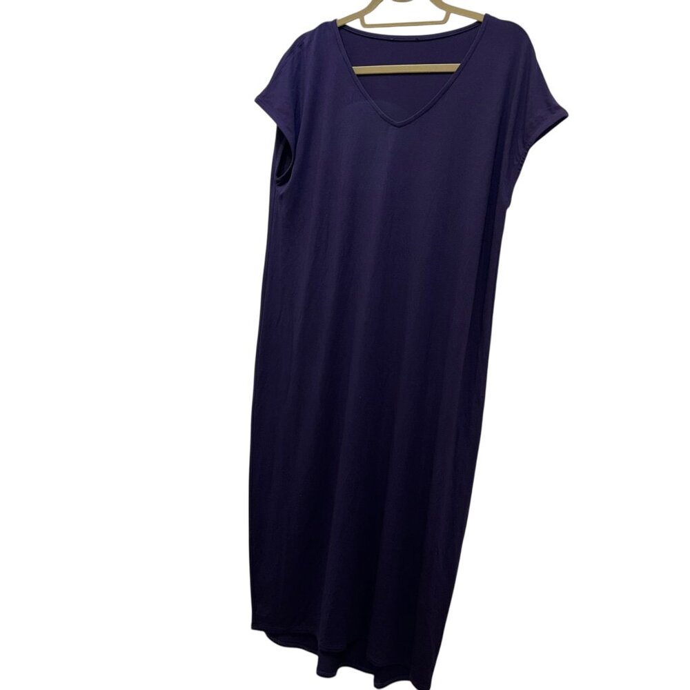 Eileen Fisher purple jersey knit dolamn sleeve shirt dress M